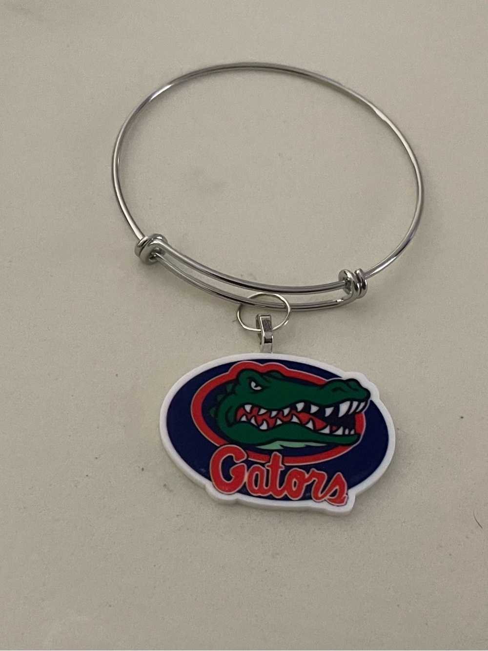 Florida Gators Silver Tone Bangle Bracelet with Team Charm